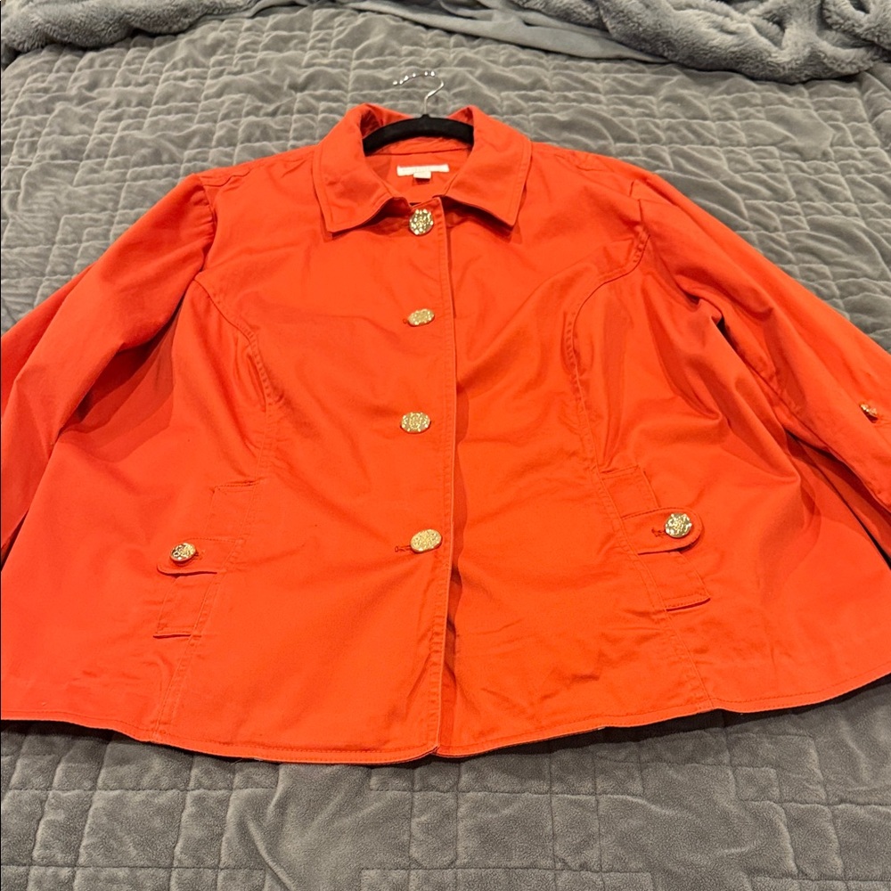 Charter Club Burnt Orange Trench Coat with Gold Accents